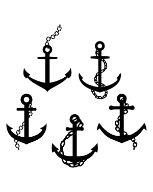 Anchor and Chain Silhouette Clip Art