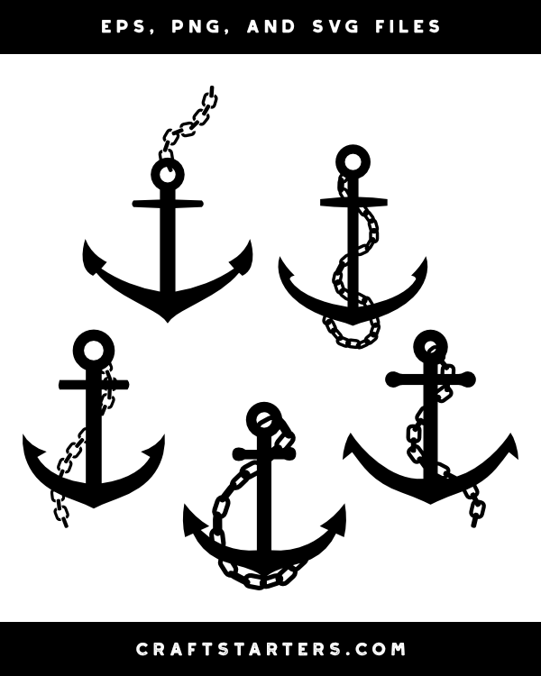 Anchor and Chain Silhouette Clip Art