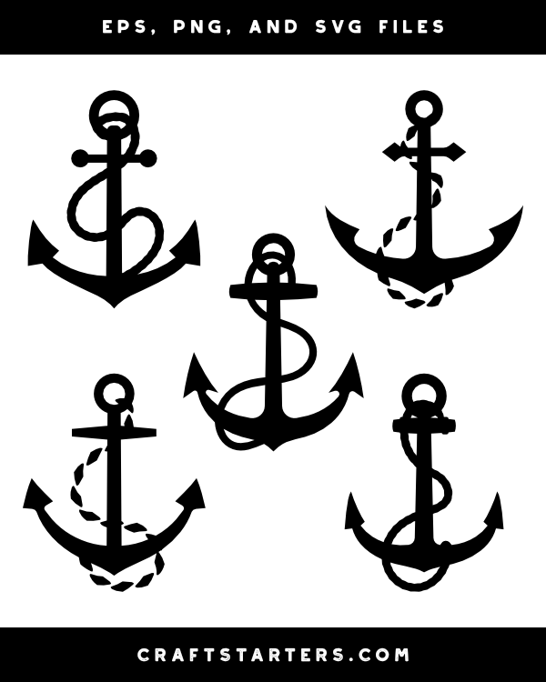 Anchor and Rope Silhouette Clip Art