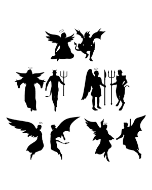 Angel and Devil Silhouette Clip Art