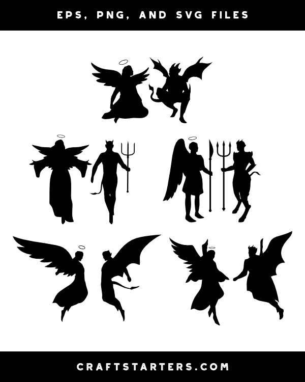 Angel and Devil Silhouette Clip Art