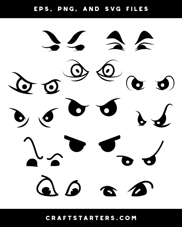 Angry Cartoon Eyes Silhouette Clip Art