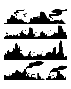 Apocalyptic City Silhouette Clip Art