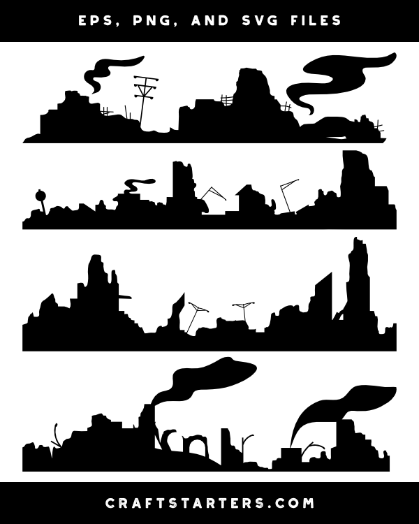 Apocalyptic City Silhouette Clip Art