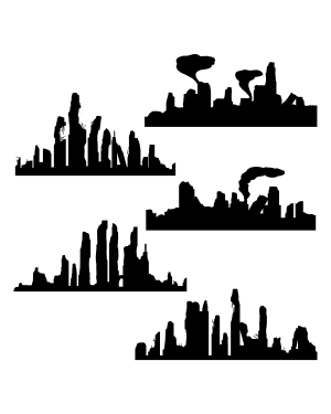 Apocalyptic Skyline Silhouette Clip Art