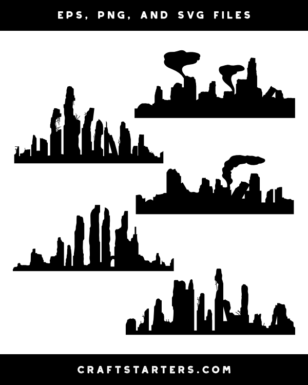 Apocalyptic Skyline Silhouette Clip Art