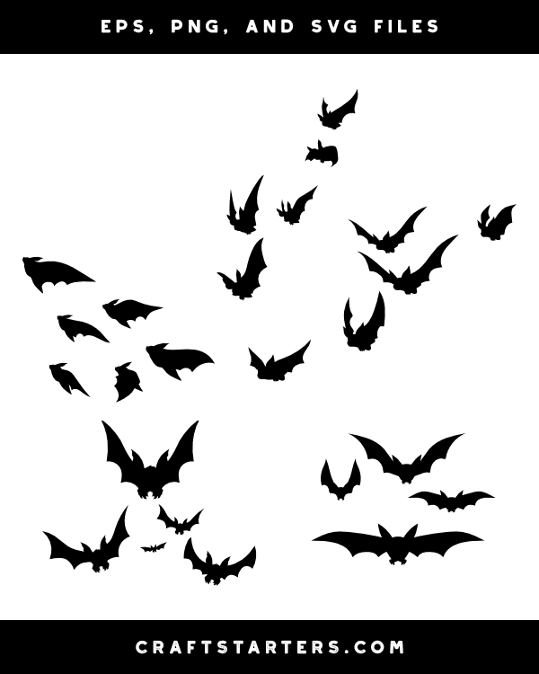 Attacking Bats Silhouette Clip Art