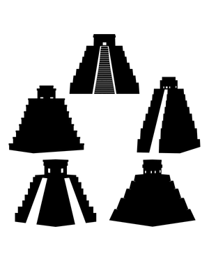 Aztec Pyramid Silhouette Clip Art