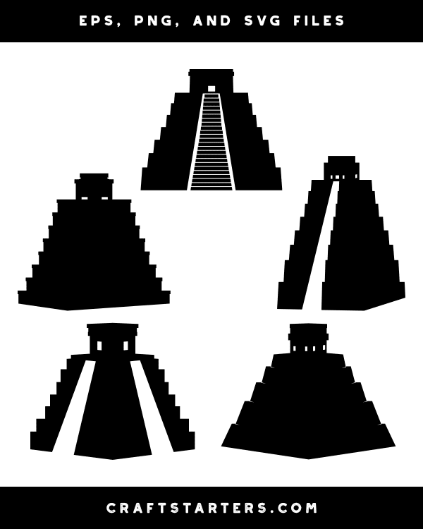 Aztec Pyramid Silhouette Clip Art