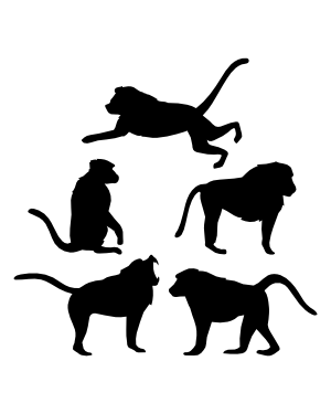 Baboon Side View Silhouette Clip Art