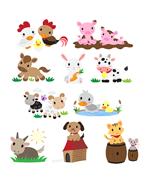 Baby Farm Animal Digital Stamps
