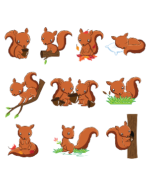 Baby Squirrel Digital Stamps