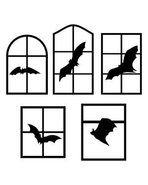 Bat in Window Silhouette Clip Art