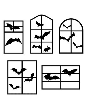 Bats in Window Silhouette Clip Art