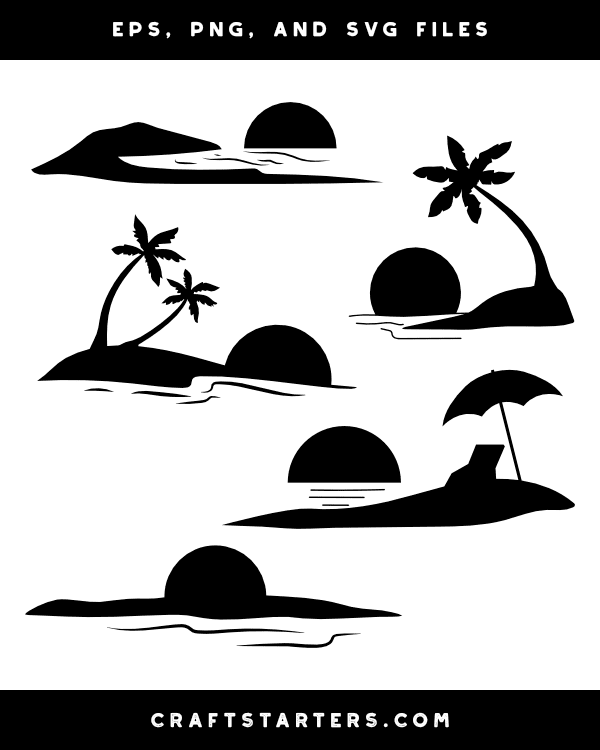 Beach Sunset Silhouette Clip Art