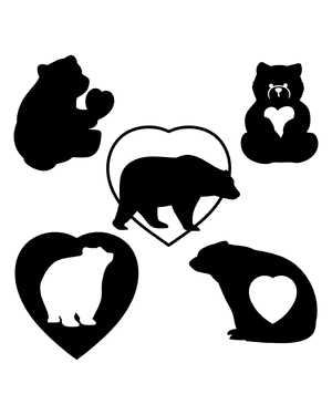 Bear Heart Silhouette Clip Art