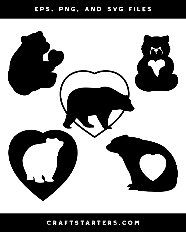 Bear Heart Silhouette Clip Art