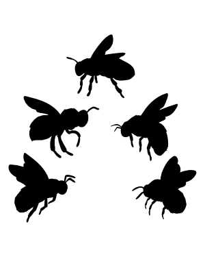 Bee Side View Silhouette Clip Art