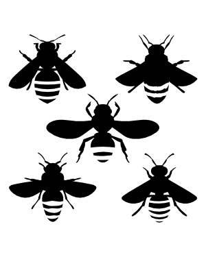 Bee Top View Silhouette Clip Art