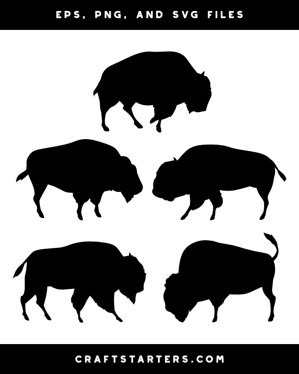 Bison Side View Silhouette Clip Art