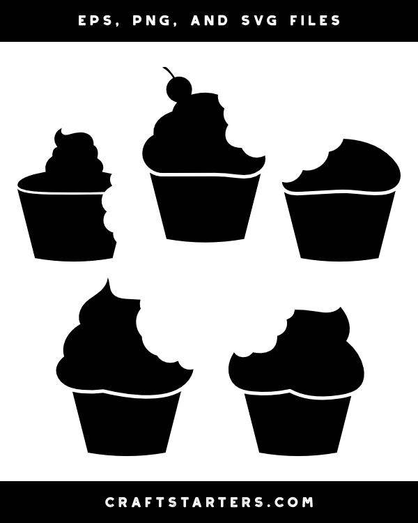 Bitten Cupcake Silhouette Clip Art