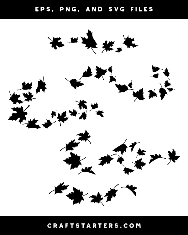 Blowing Maple Leaves Silhouette Clip Art