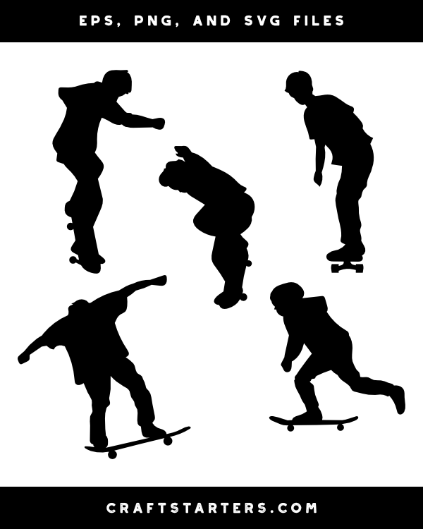 Boy Skateboarder Silhouette Clip Art