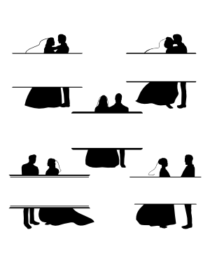 Bride and Groom Divider Silhouette Clip Art
