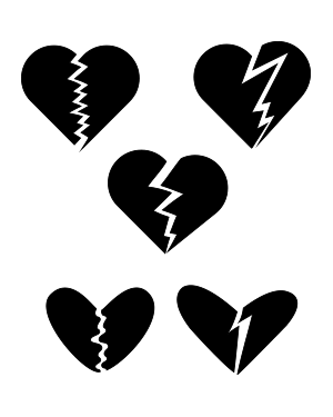 Broken Heart Silhouette  Clip Art
