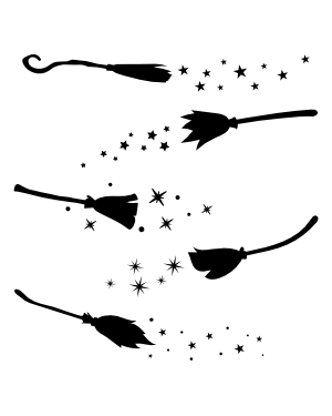 Broom With Star Trail Silhouette Clip Art
