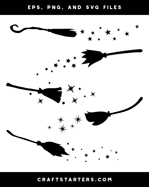 Broom With Star Trail Silhouette Clip Art