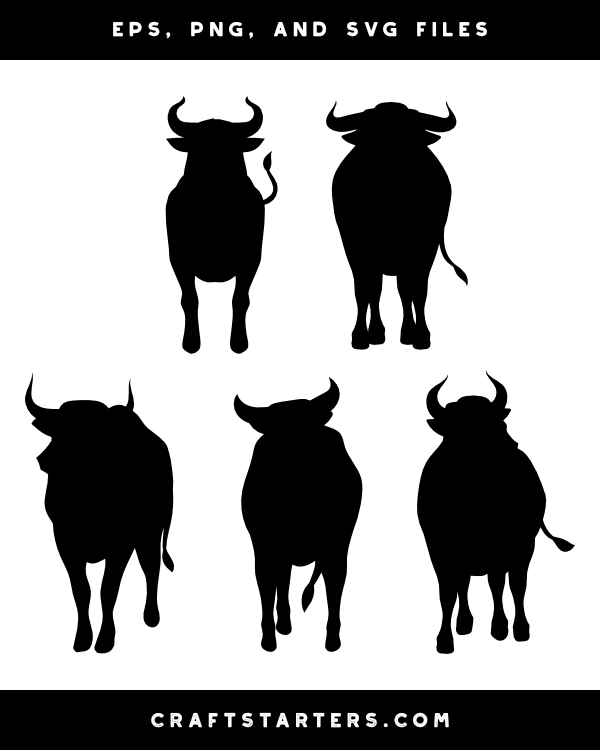 Bull Front View Silhouette Clip Art