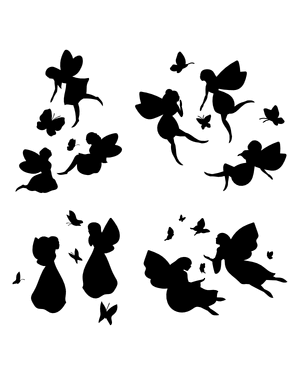 Butterflies and Fairies Silhouette Clip Art
