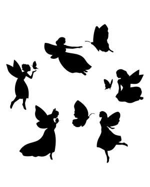Butterfly and Fairy Silhouette Clip Art