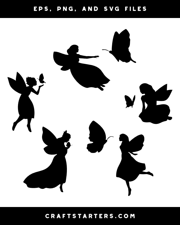 Butterfly and Fairy Silhouette Clip Art