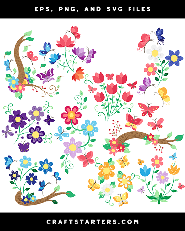 Butterfly and Flower Clip Art