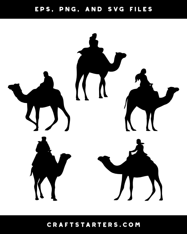 Camel and Rider Silhouette Clip Art