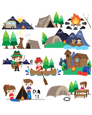 Camping Digital Stamps