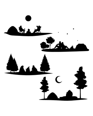 Camping Couple Silhouette Clip Art