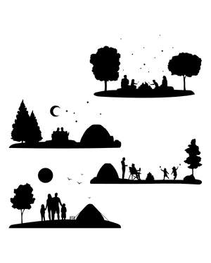 Camping Family Silhouette Clip Art