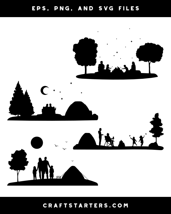 Camping Family Silhouette Clip Art