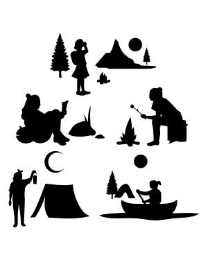 Camping Girl Silhouette Clip Art