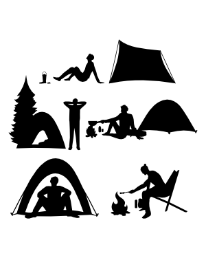 Camping Man Silhouette Clip Art