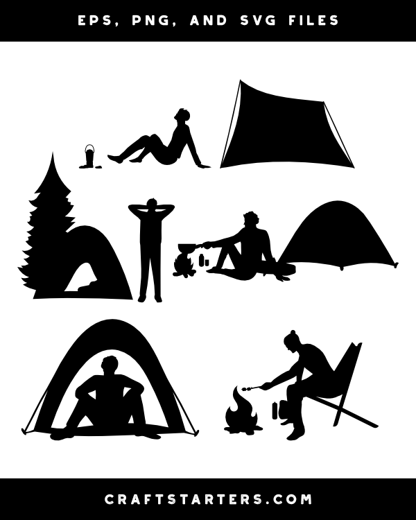 Camping Man Silhouette Clip Art