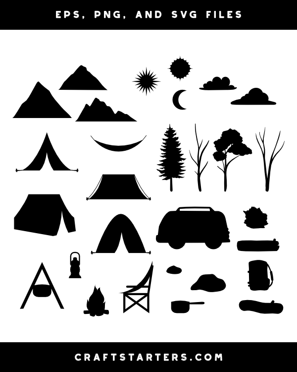 Camping Scene Creator Silhouette Clip Art