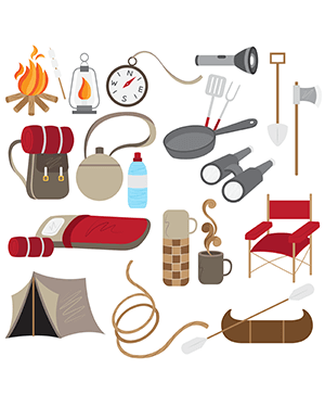 Camping Supplies Digital Stamps