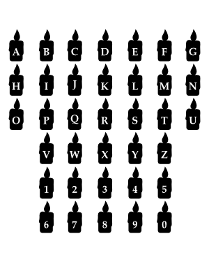 Candle Letter and Number Silhouette Clip Art