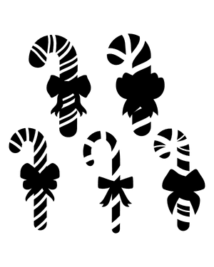 Candy Cane With Bow Silhouette Clip Art