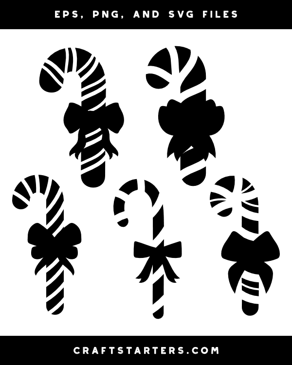 Candy Cane With Bow Silhouette Clip Art