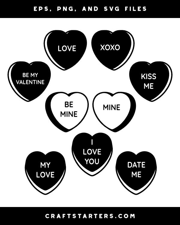 Candy Heart Silhouette Clip Art